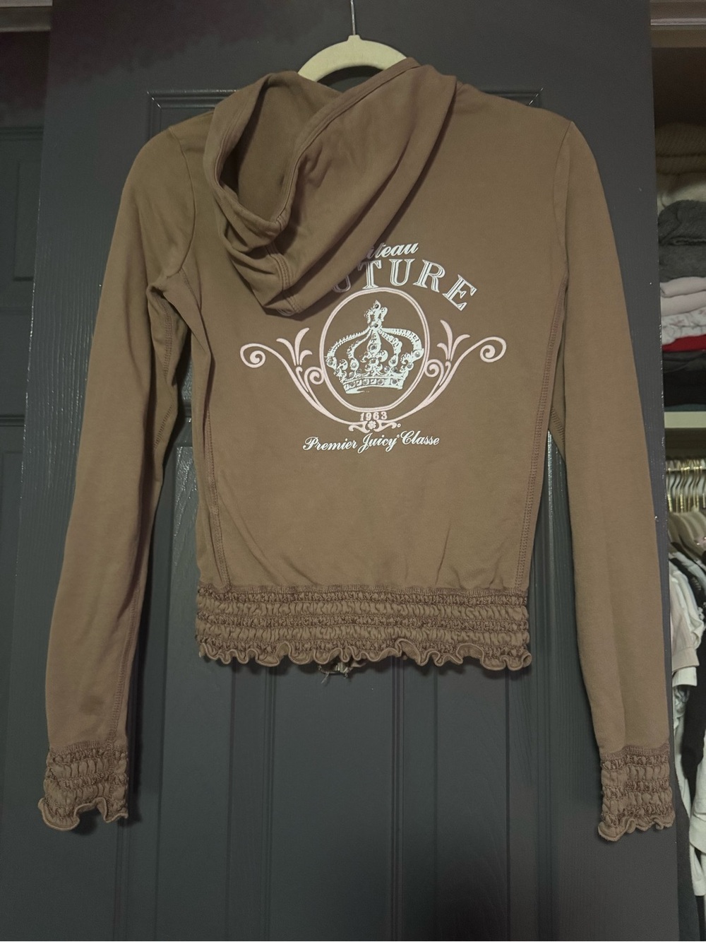 Juicy Couture Sz Small Vintage Y2K Full Zip Hoodie Ruche Details Chateau Couture
